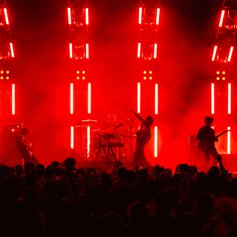band rocking on a stage